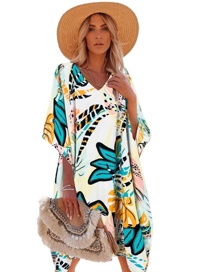 Moss Rose Women's Beach Cover up Swimsuit Kimono Cardigan with Floral Print - Image 1